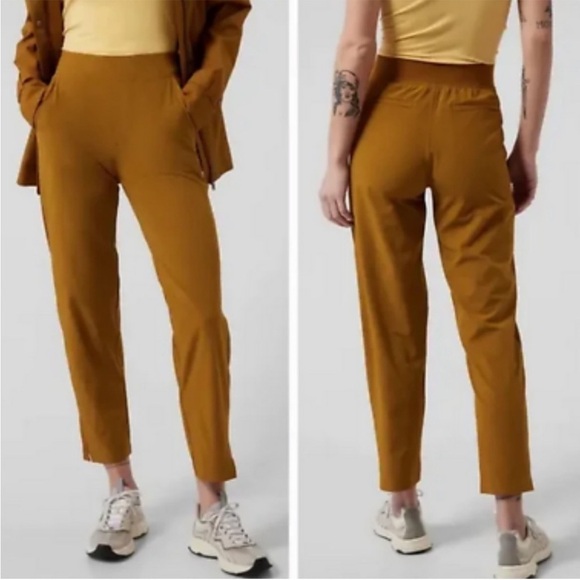 Athleta Brooklyn Ankle Pant Mustard Gold Stretchy Jogger Pant Sz 8 - Picture 1 of 17